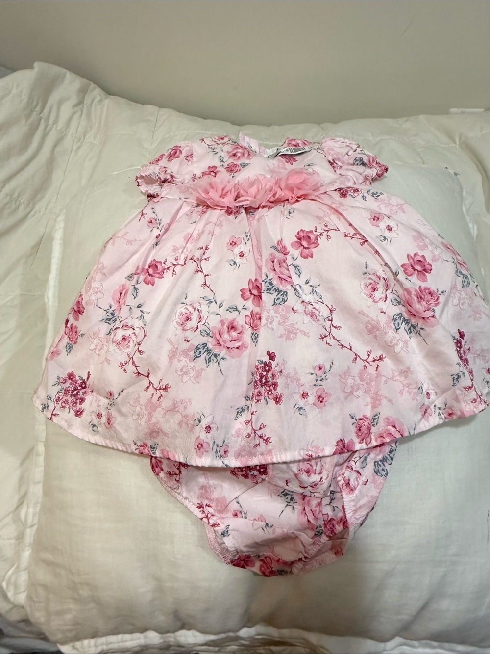 Little Me Pink Floral Dress with Matching Bloomer